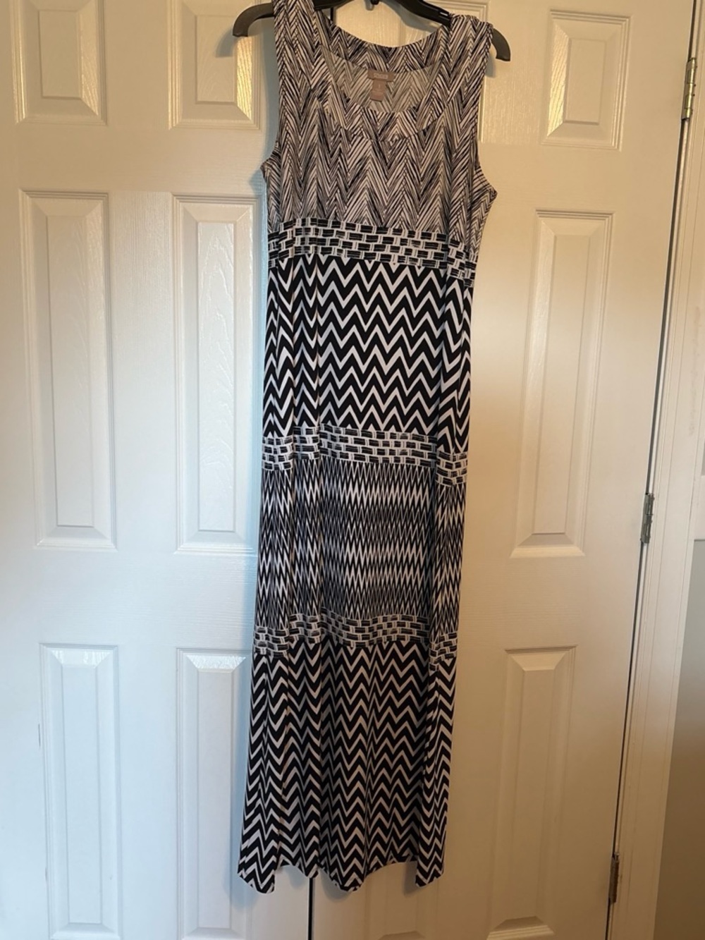 Chico's Black and White Chevron Maxi Dress
